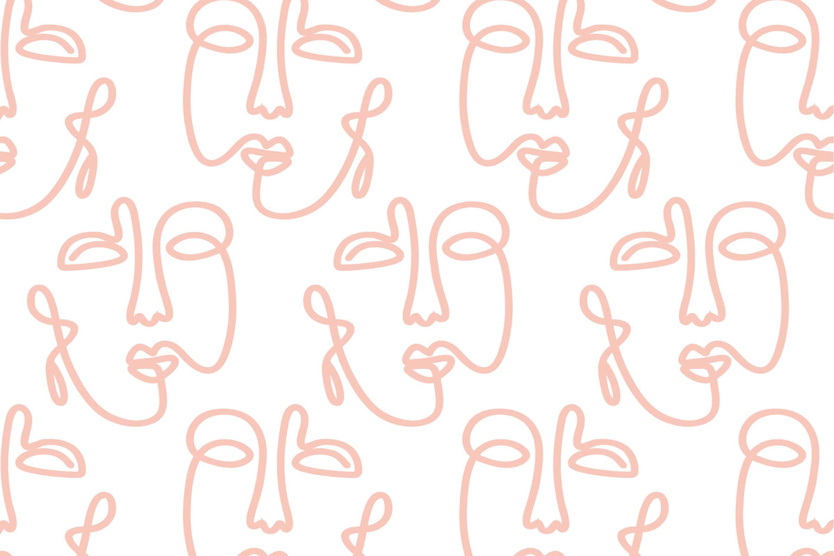 Pale Pink Empty Abstract Faces Wall Mural