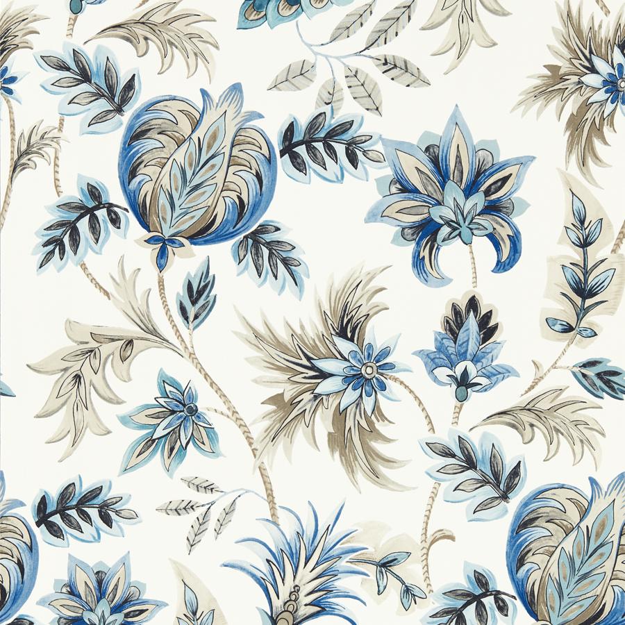 W0198/03 | Sizergh, Blue Botanical - Clarke And Clarke Wallpaper
