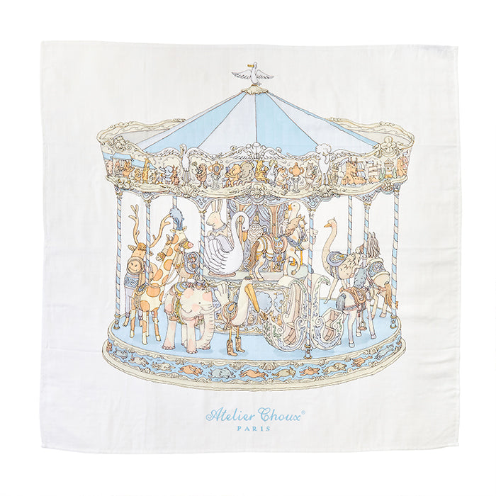 Atelier Choux Carré – Blue Carousel Swaddle