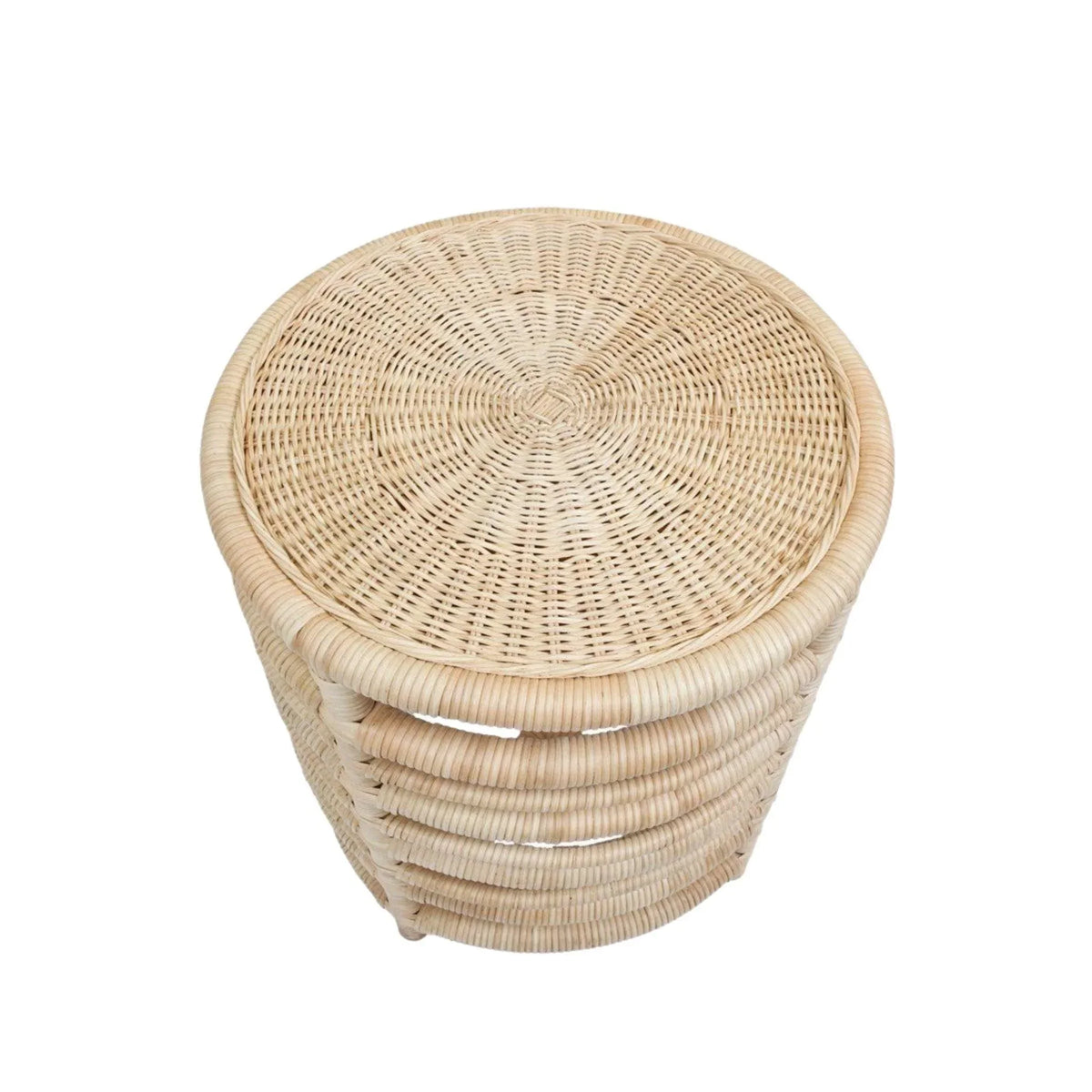 Harvested Rattan Wicker Nautical Inspired Round Side Table