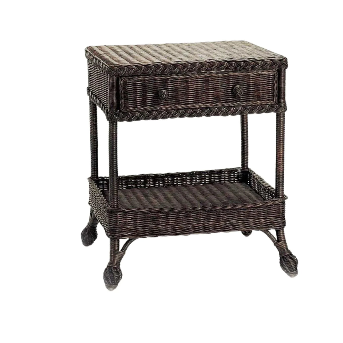 Harvested Rattan Wicker One Drawer End Table